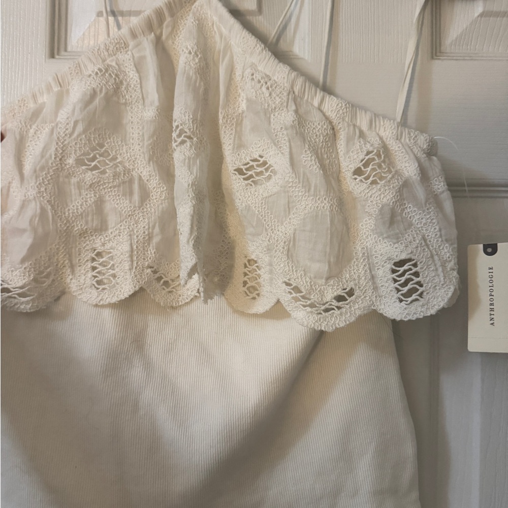 Anthropologie Ivory Lace Halter Blouse